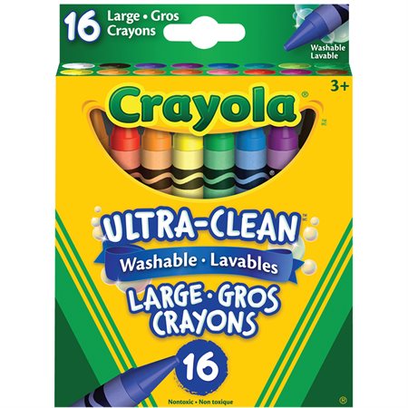 Crayola Wax Crayons, Washable, Large (Box of 16)