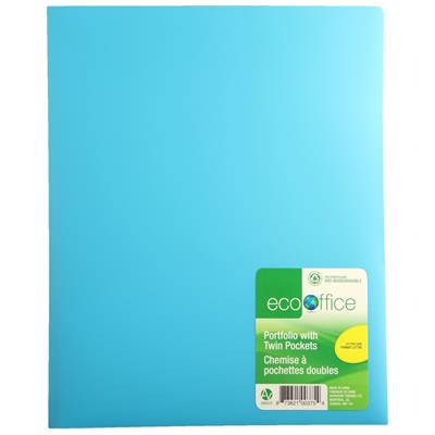 Hard Plastic Duo-tang with Fasteners and Pockets, Light blue