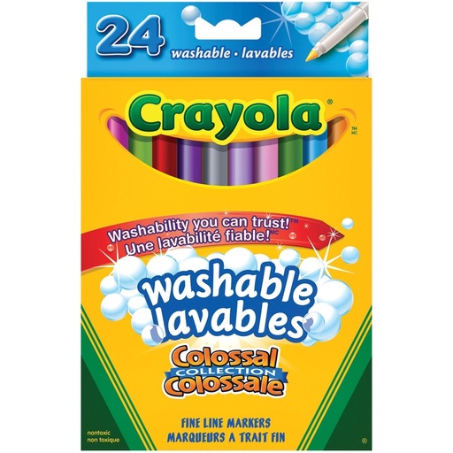Marqueurs lavables Crayola, Trait fin (Boîte de 24)