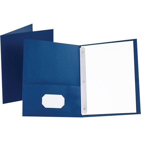 Cardboard Duo-tang with Fasteners and Pockets, Dark Blue