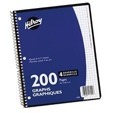 Spiral Notebook, Quadruled, 1 subject, 200 pages