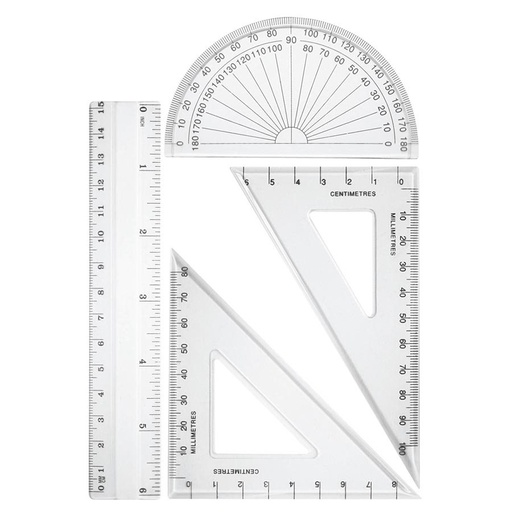 Geometric set of rulers, 4 pieces