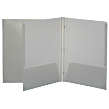 Laminated Cardboard Duo-tang with Fasteners and Pockets, Grey