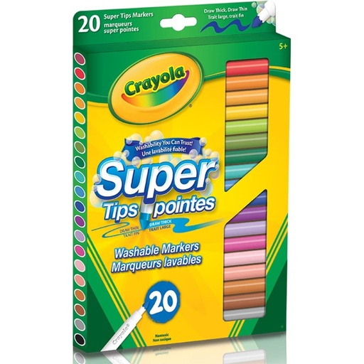 Marqueurs Crayola Super Tip, Super pointe (Boîte de 20)