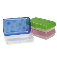 Hard plastic pencil box, reg., 8,4 x 5,6 x 2,5", Ass. col.