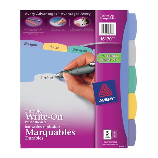 Big Tab™ Write & Erase Plastic Dividers (Pack of 5)