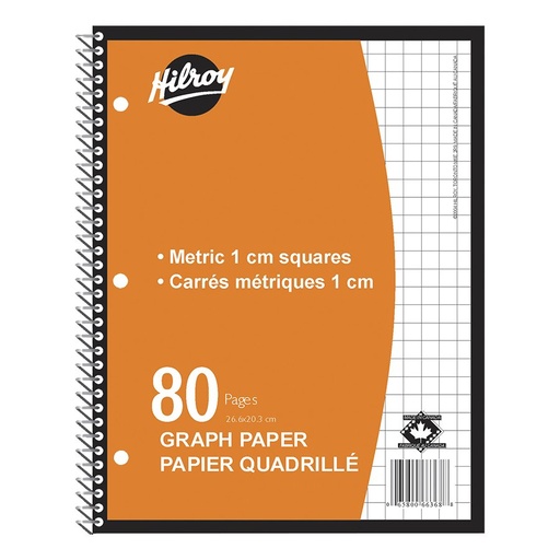 Cahier spiralé Hilroy quadrillé 1 cm, 80 pages