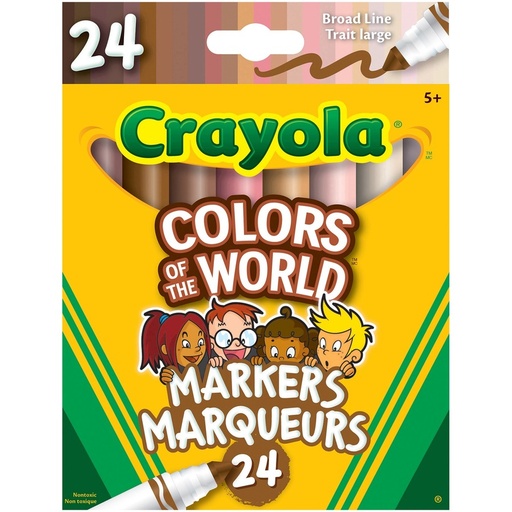 Marqueurs Crayola Colors of the World, trait large (boîte de 24)