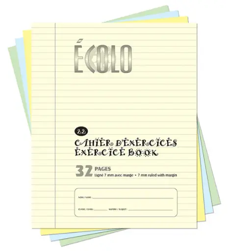 Ecolo Exercise Book #22, Lined 7 mm (32 pages), Ivory