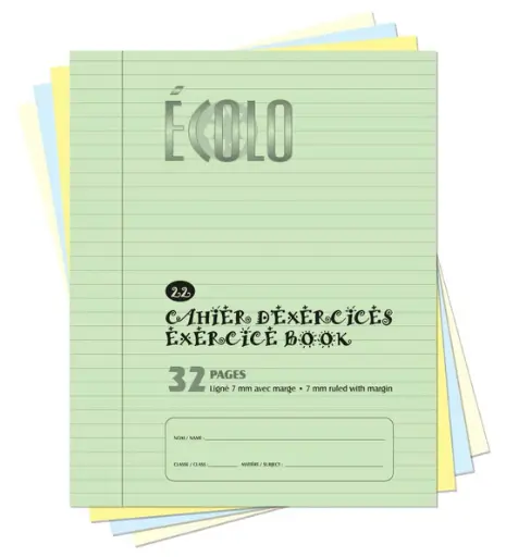 Cahier d'exercice Écolo #22, Ligné 7 mm (32 pages), Vert