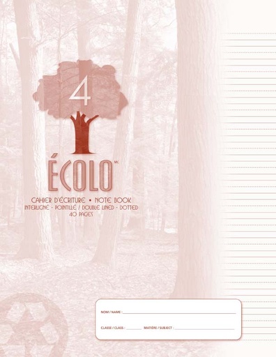 Écolo Writing Book #4, Interlined and Dotted 5 mm, 40 pages