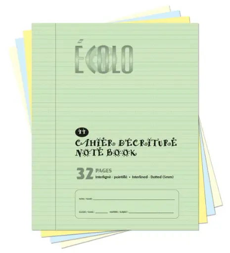 Ecolo Writing Book #44, Interlined and Dotted, 32 p., Vert
