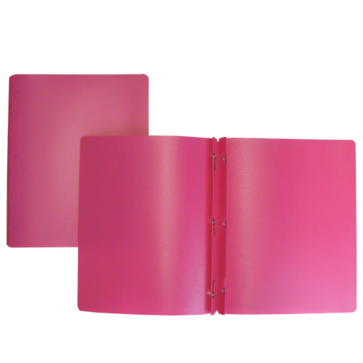 Hard Plastic Duo-tang with Fasteners, Pink