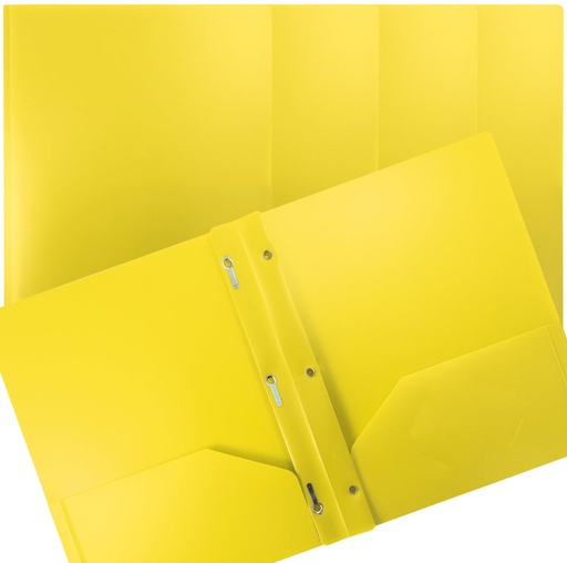 Chemise à pochettes, Plastique rigide, Jaune