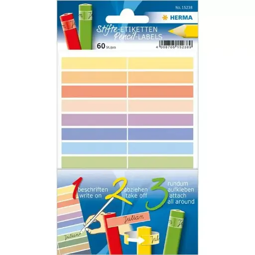 Étiquettes pour crayons, Coul. ass. (Pqt de 60)