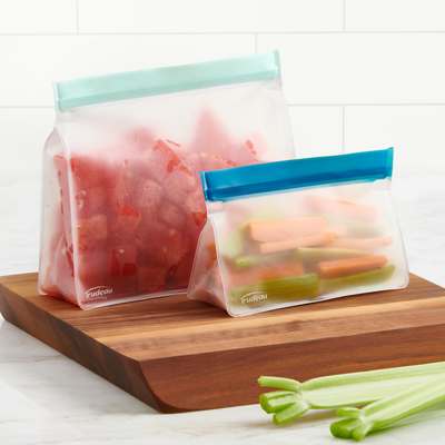 Set of 2 reusable Eco Leak-proof Bags, Blue/Clear (This style is offered only until stock is depleted)