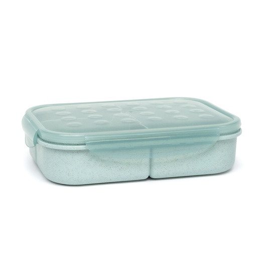 Boîte repas biodégradable, 3 compartiments, Bleu