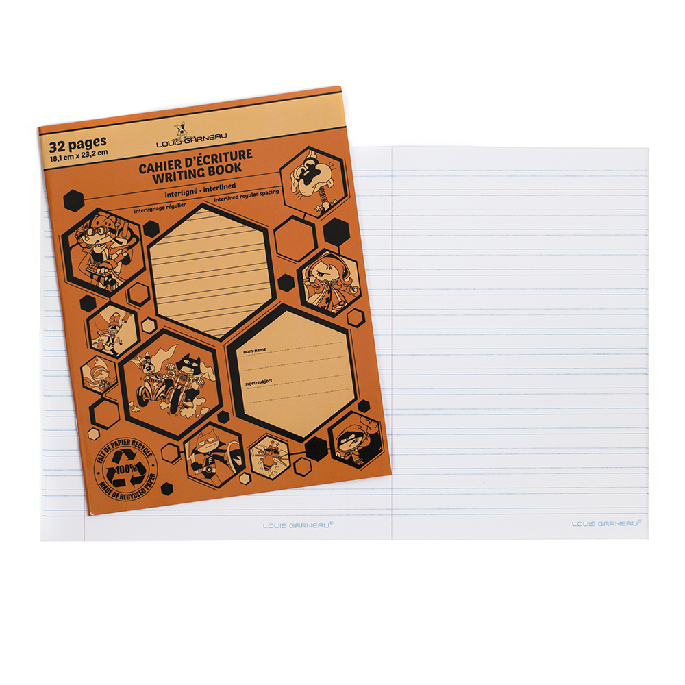 Cahier d'écriture Louis Garneau (LG20) Interligné, Orange