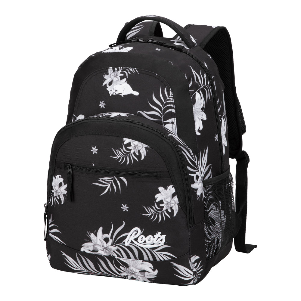 Roots Backpack, Black Flowers