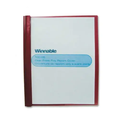 Soft Plastic Duo-tang with Fasteners, Clear Front, Red